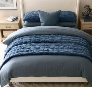 Pottery Barn Cozy Cloud Quilt w/ 2 king shams Midnight blue king